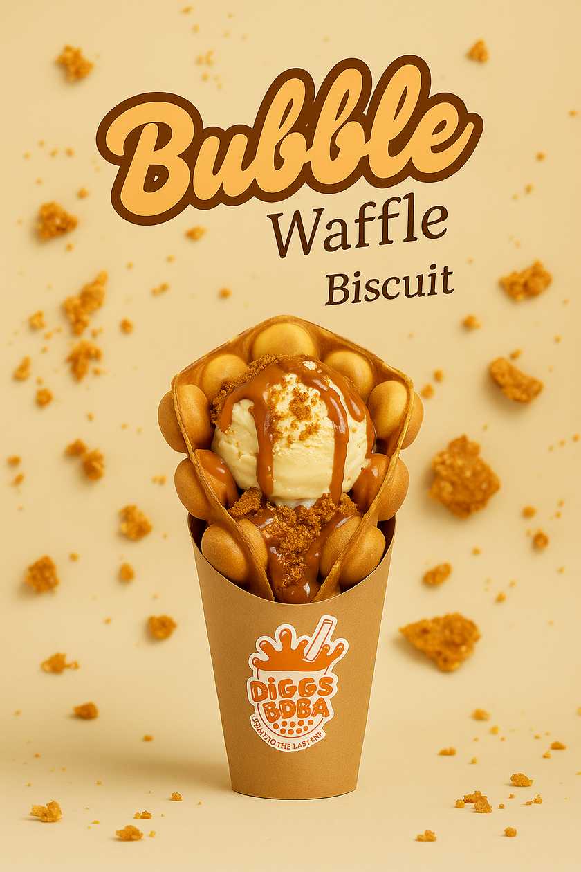 Lotus Ice Cream with bubble Waffle