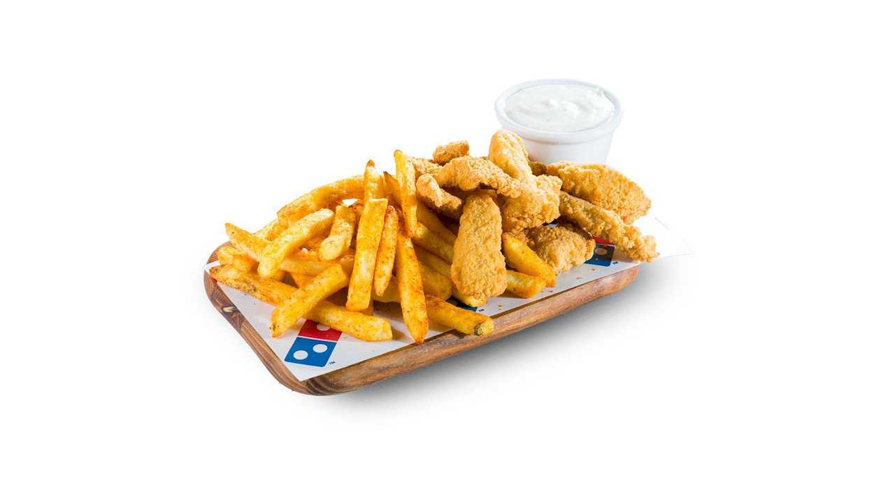 Strips Box z frytkami i sosem czosnkowym