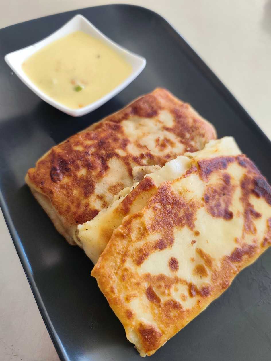 Pancakes with ham and cheese