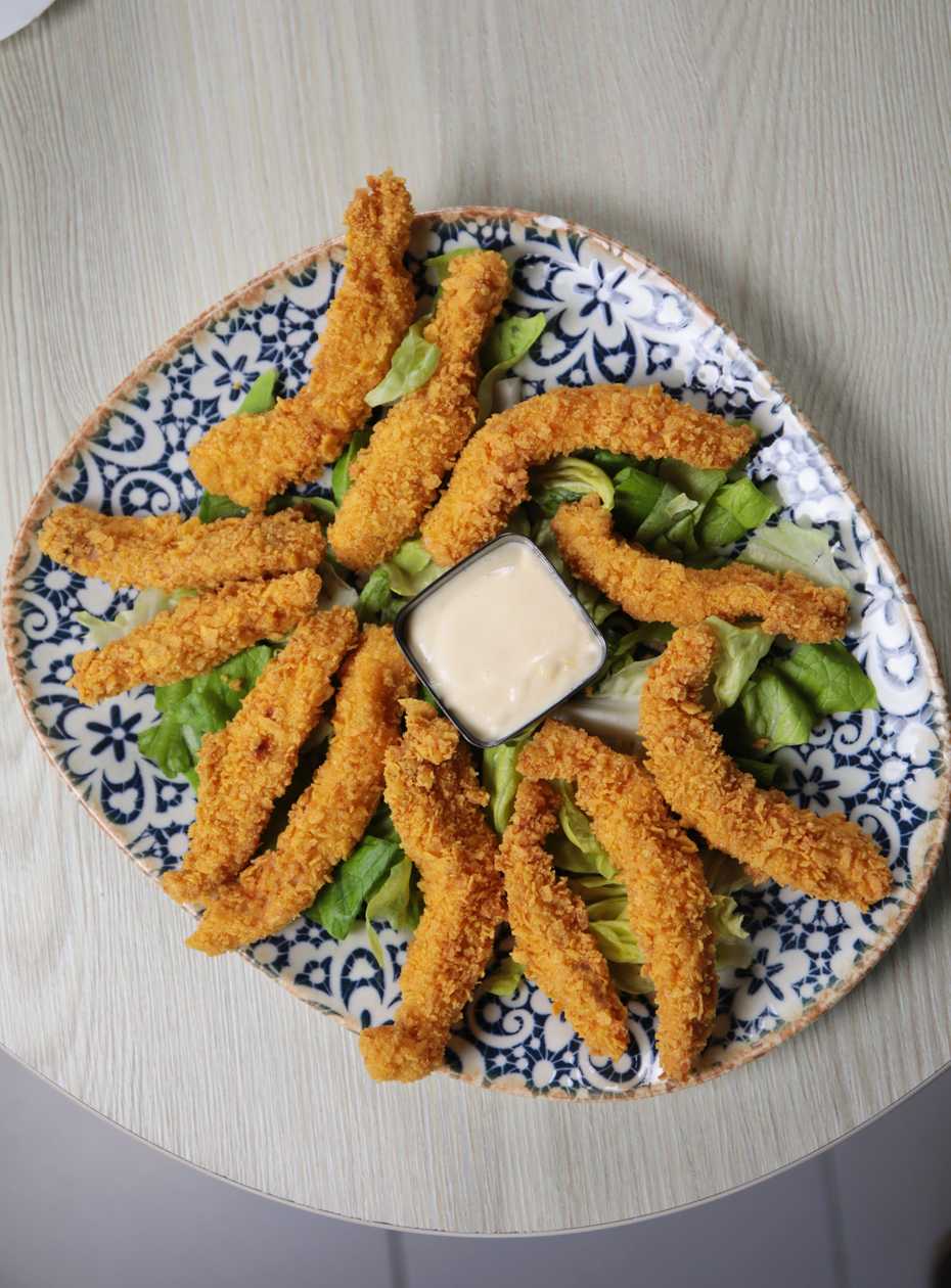 Crispy chicken with homemade garlic mayonnaise sauce