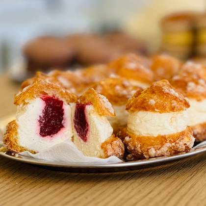 Profiteroles RITZ with Belgian chocolate and raspberry