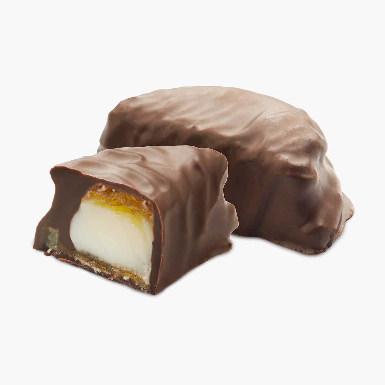 Candied orange with cream and dark chocolate coating