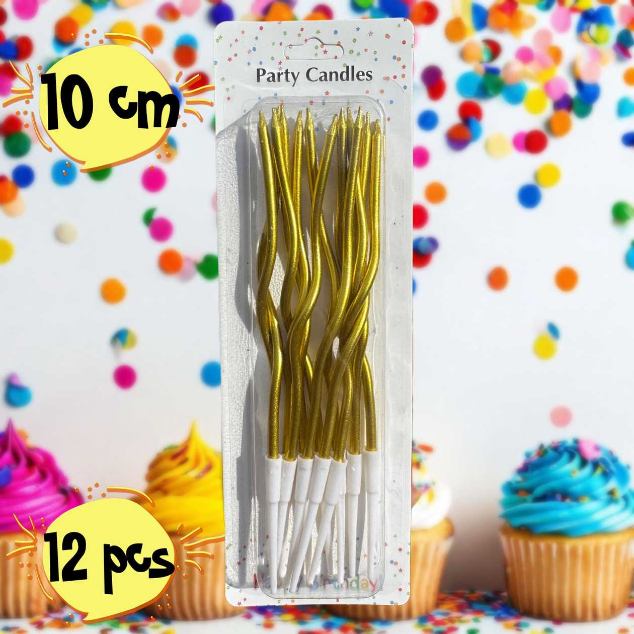 Cake candles (gold) 12 pcs