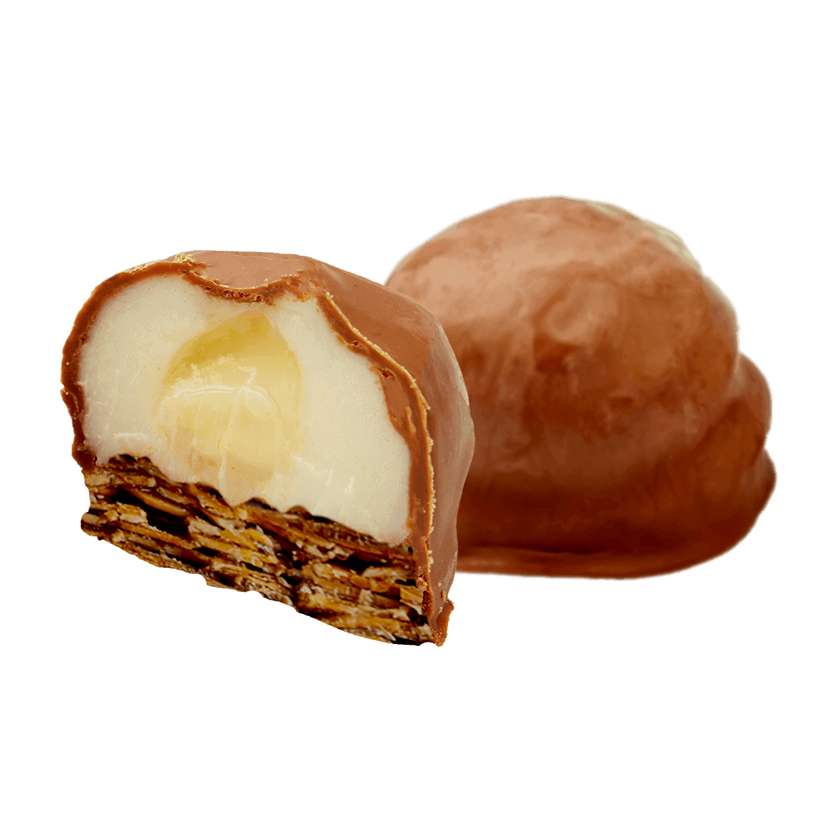 Florentines with banana puree and milk chocolate coating