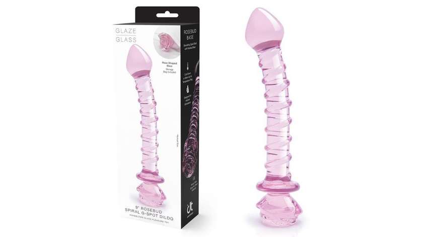 Glaze Glass Rosebud Spiral G-Spot Dildo