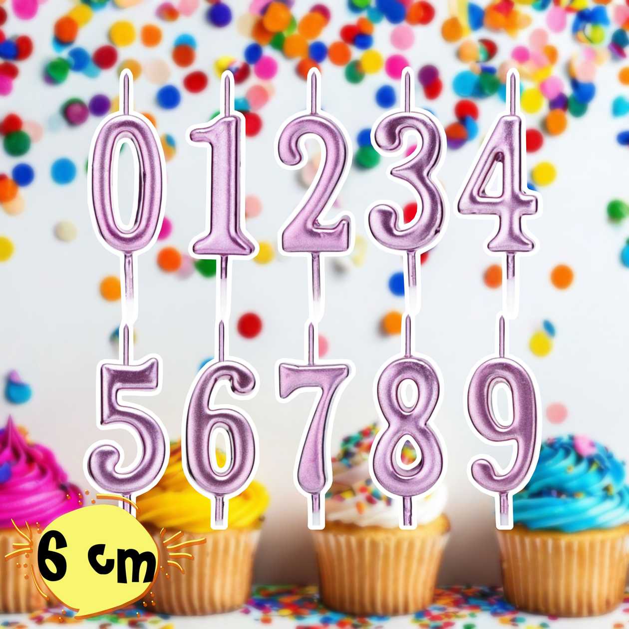 Cake candles number (pink) 6 cm