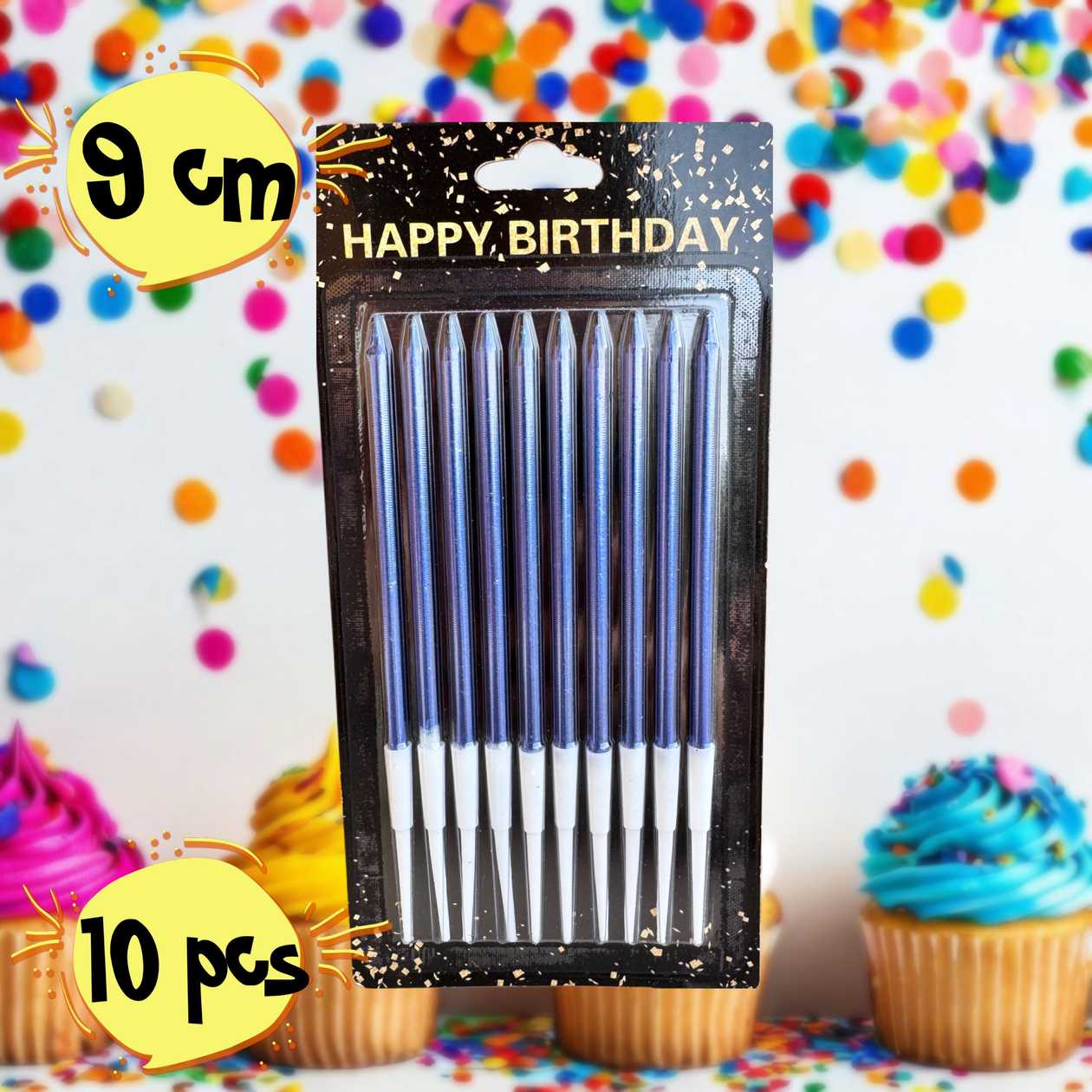 Cake candles (blue) 10 pcs