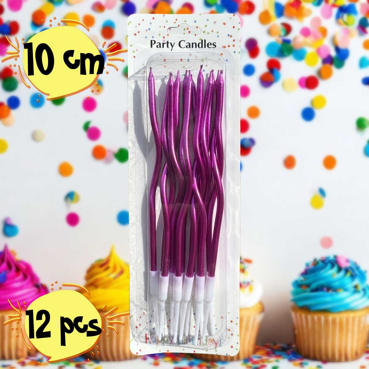 Cake candles (pink fuchsia) 12 pcs