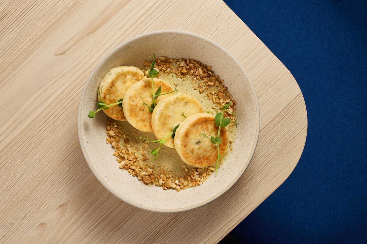 Savory Syrniki with Pesto Sauce