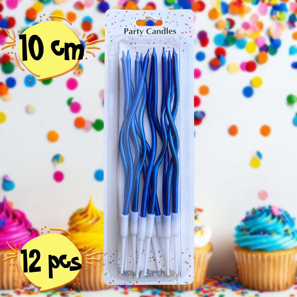 Cake candles (blue) 12 pcs