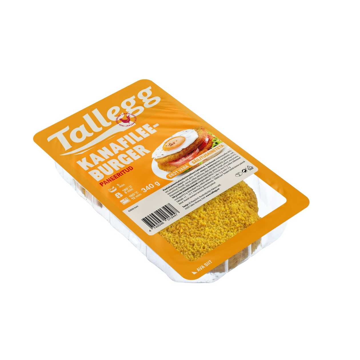 Tallegg, Breaded Chicken Fillet Burger, 340g (expires soon)