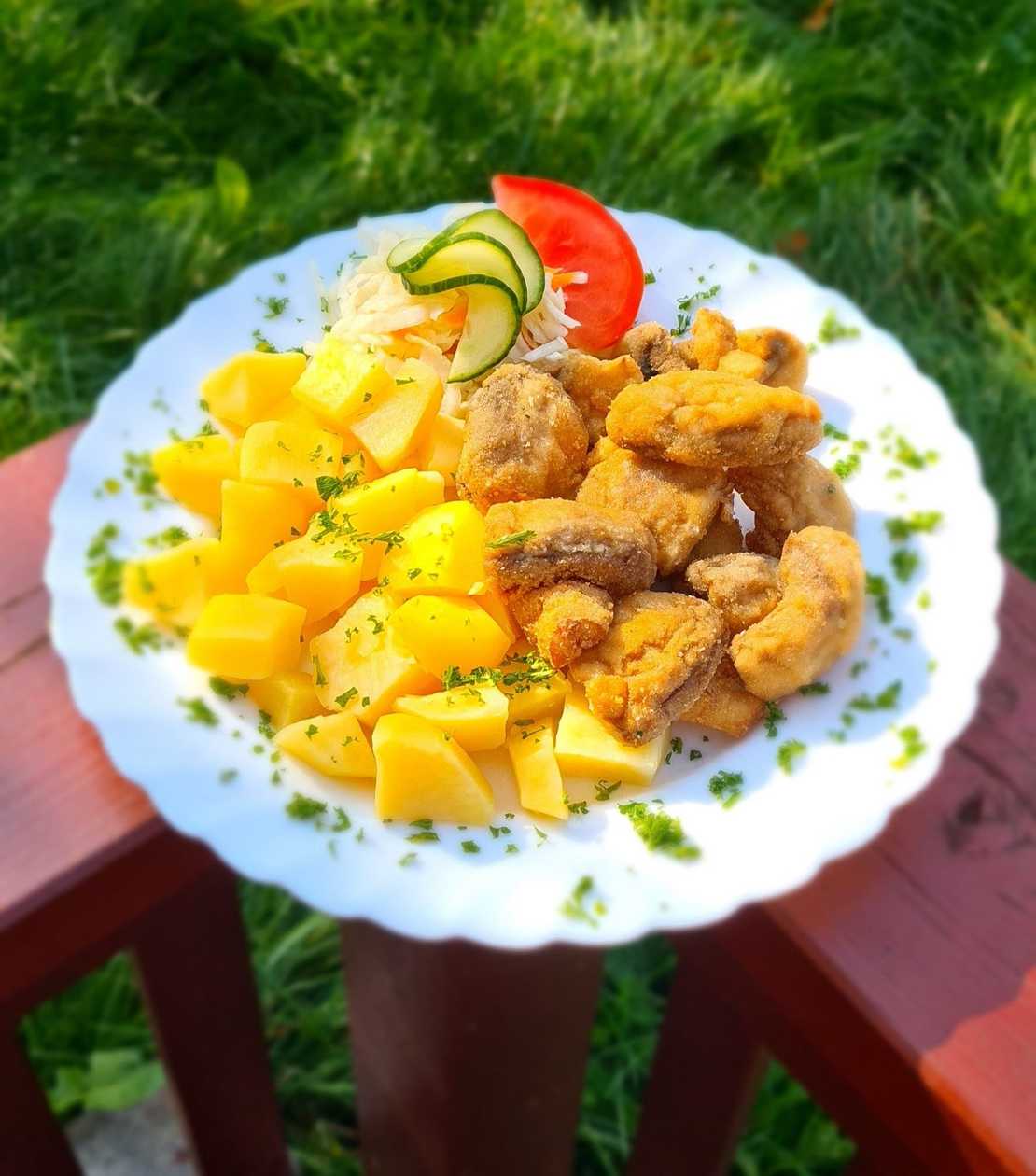 Smažené žampióny, příloha