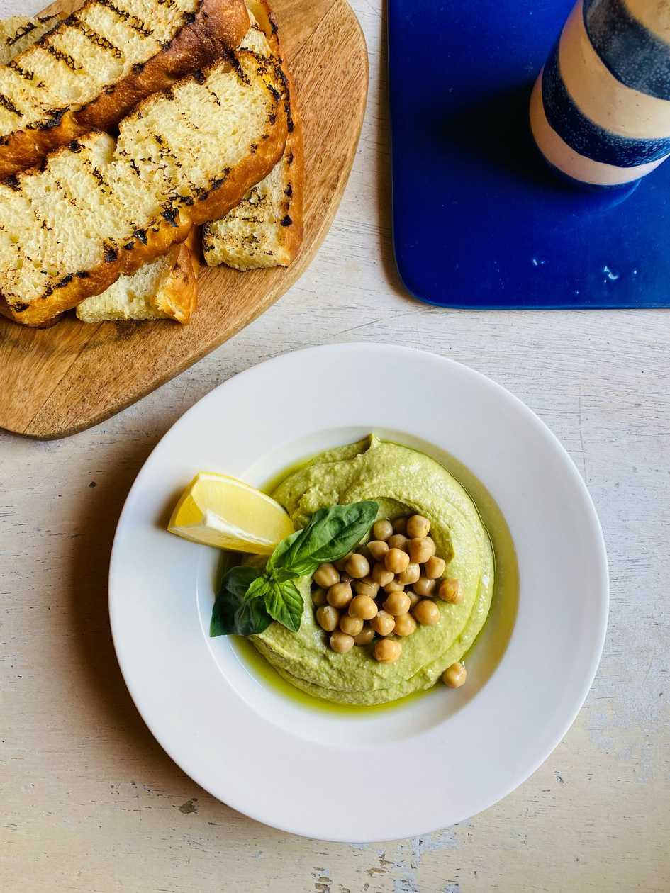 Fresh basil hummus