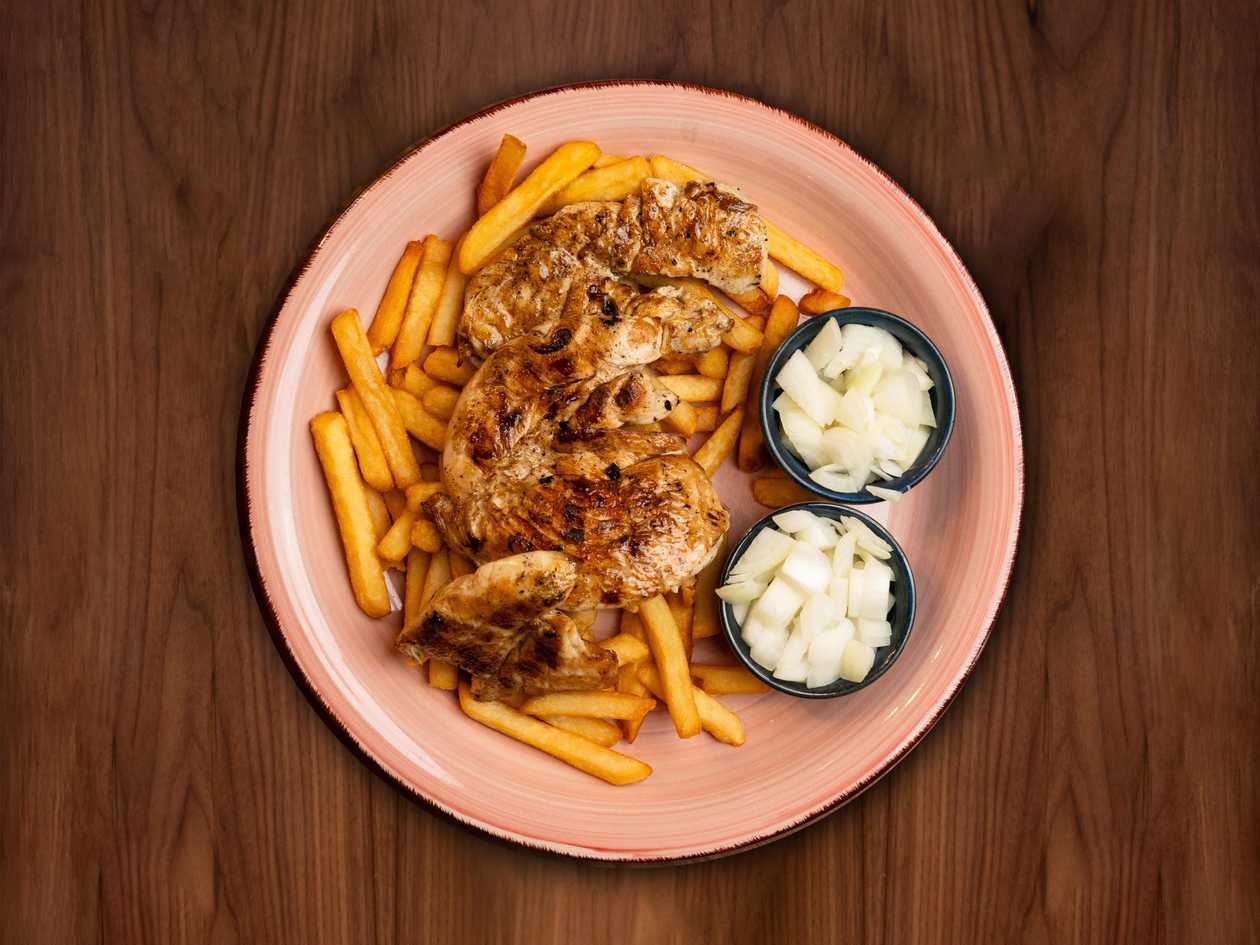 Grilled chicken fillet with fries