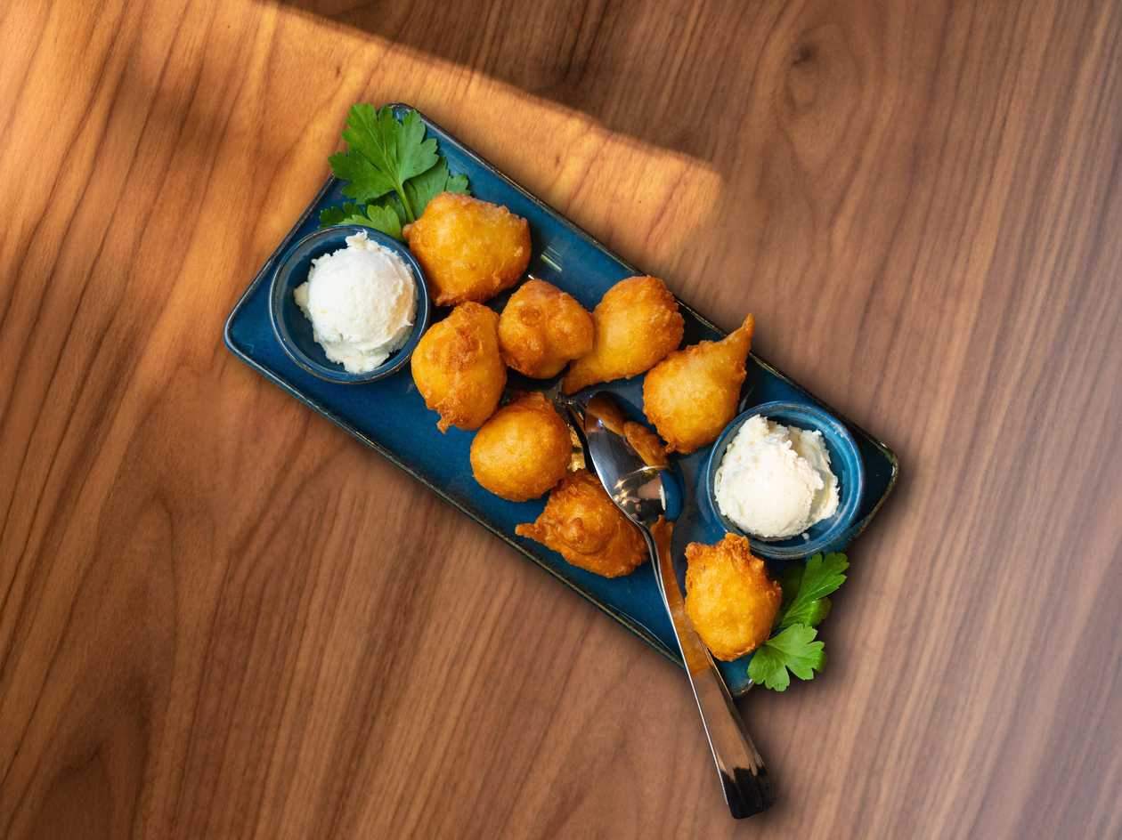 Fried dough with kaymak