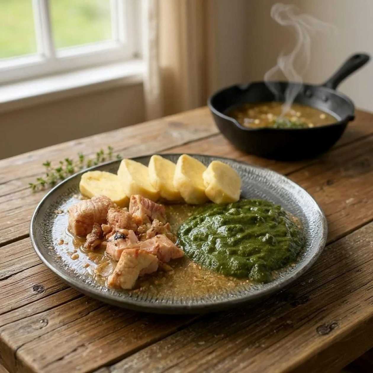 Moravský vrabec pečený do zlatova, podávaný s bramborovým knedlíkem a špenátem ( 150g ) - Rozvoz