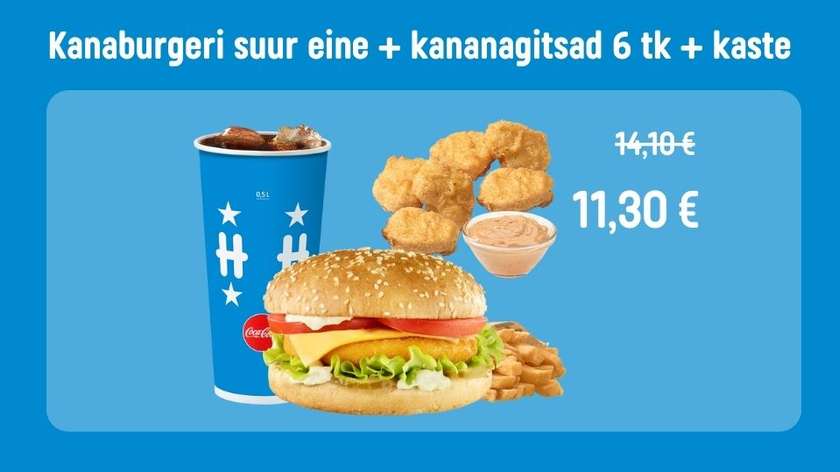 Kanaburgeri suur eine + Kananagitsad 6 tk + kaste