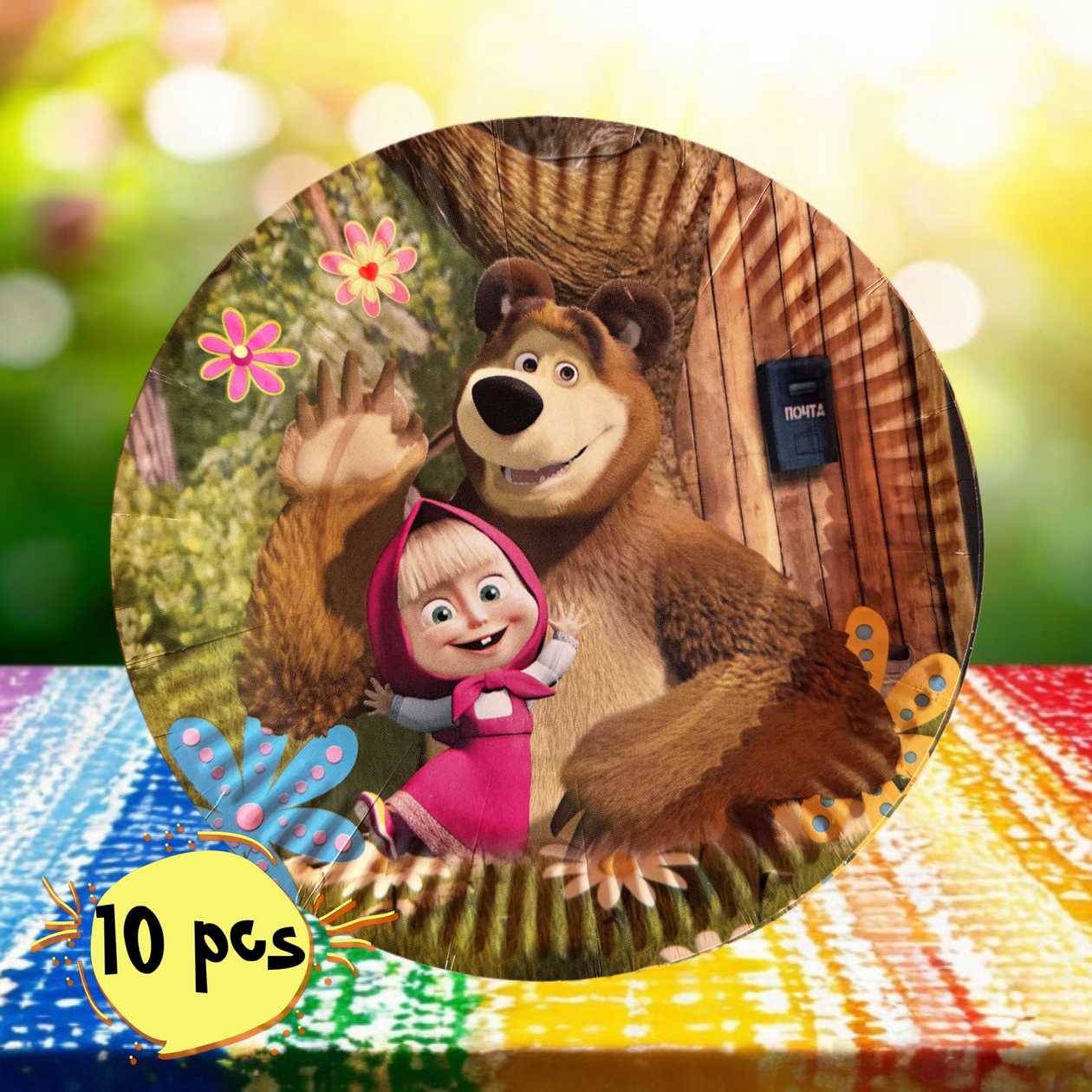 Paper plates (10 pcs), Masha and the Bear