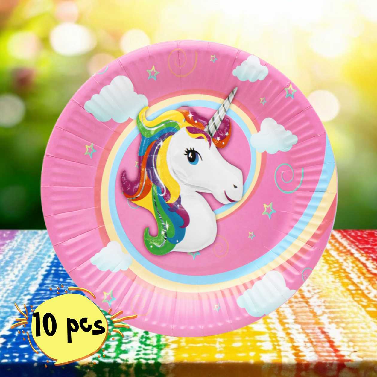 Paper plates (10 pcs), Unicorn pink