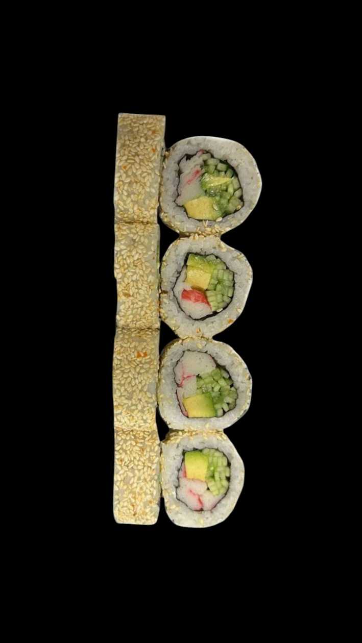 California Roll with Snow Crab in Sesame Seeds