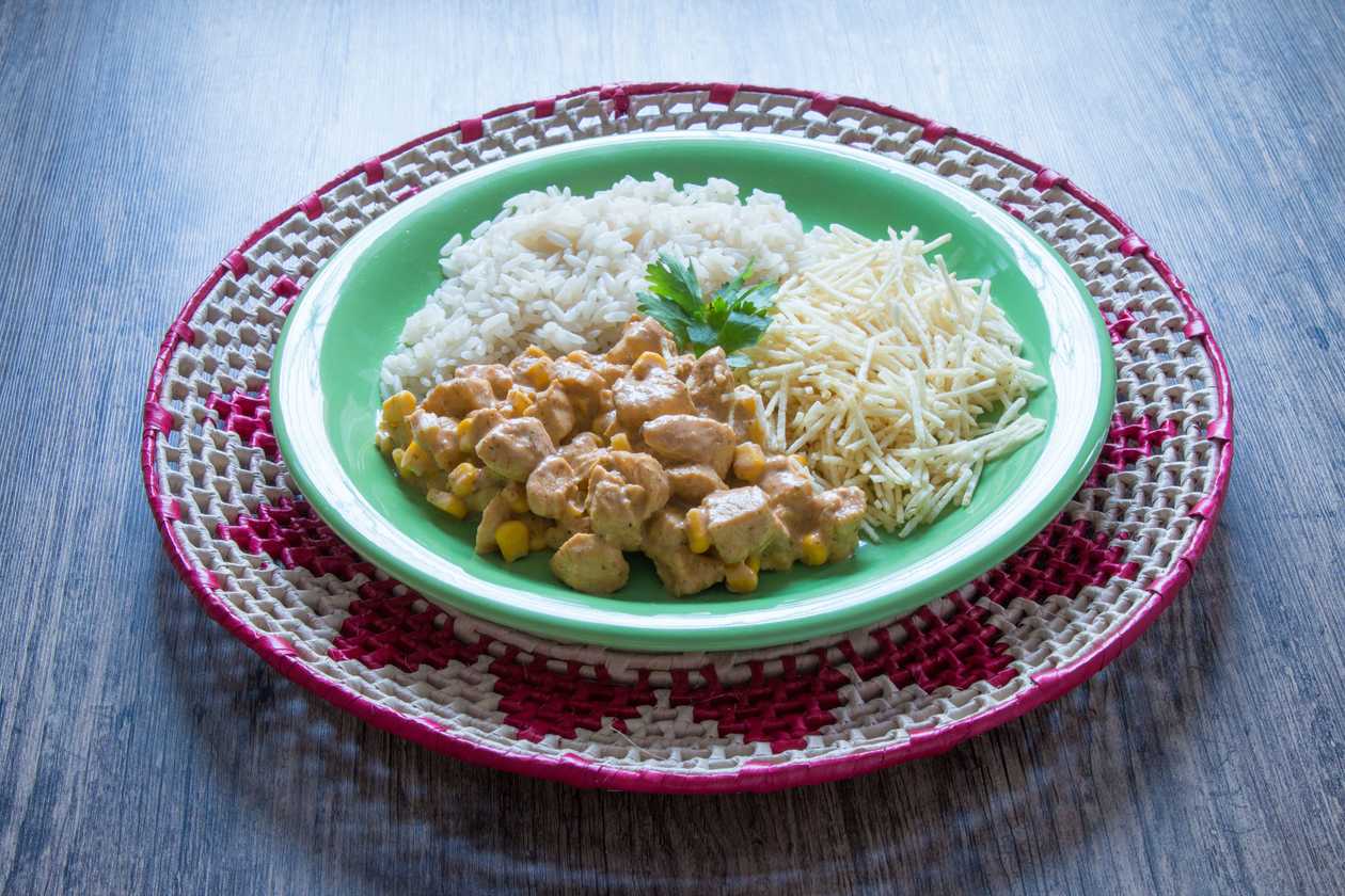 Chicken stroganoff, rice