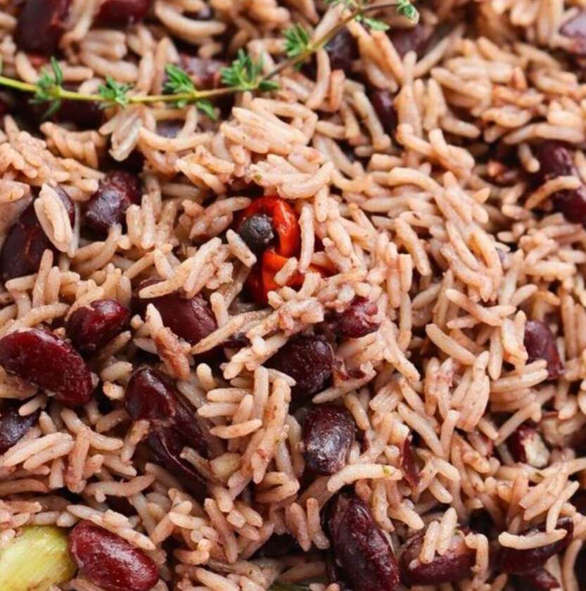 Authentic Jamaican Rice & Peas With Dried Coconut Milk