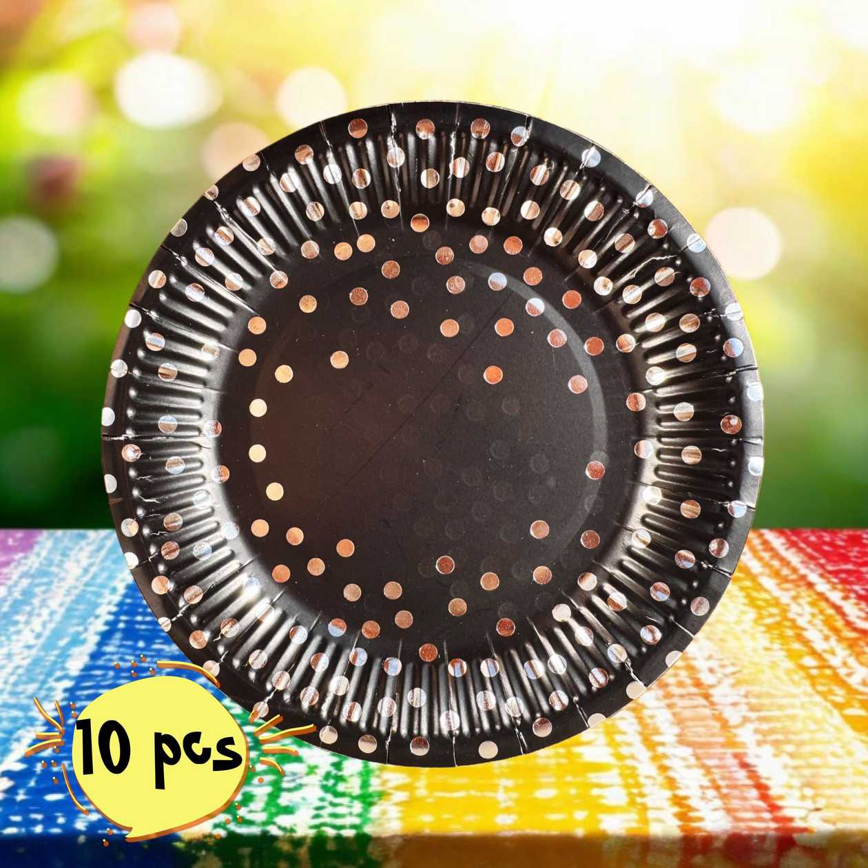 Paper plates (10 pcs), black silver