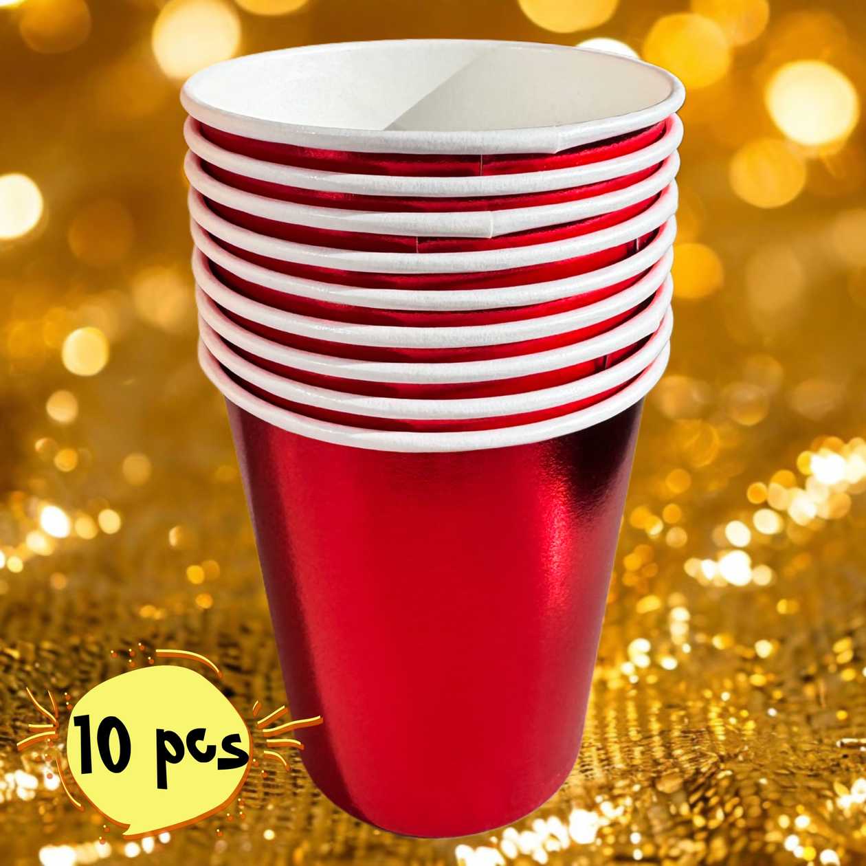 Paper cups (10 pcs), red