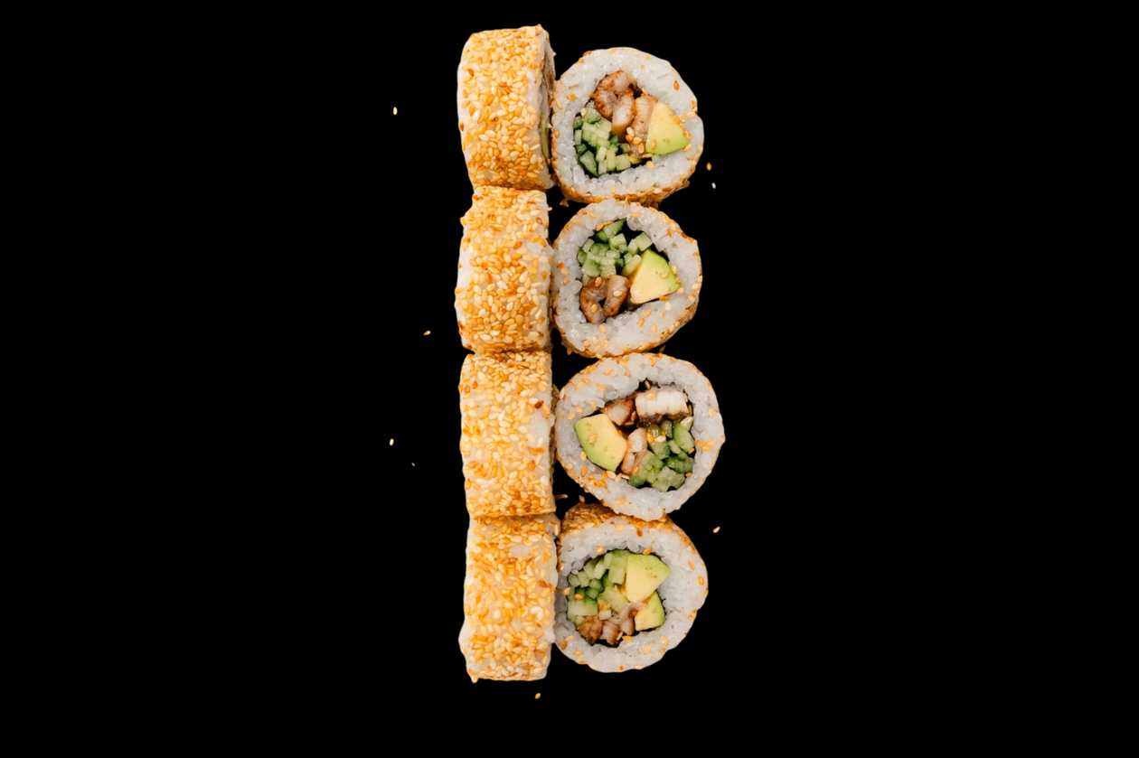 California Roll with Eel in Sesame Seeds