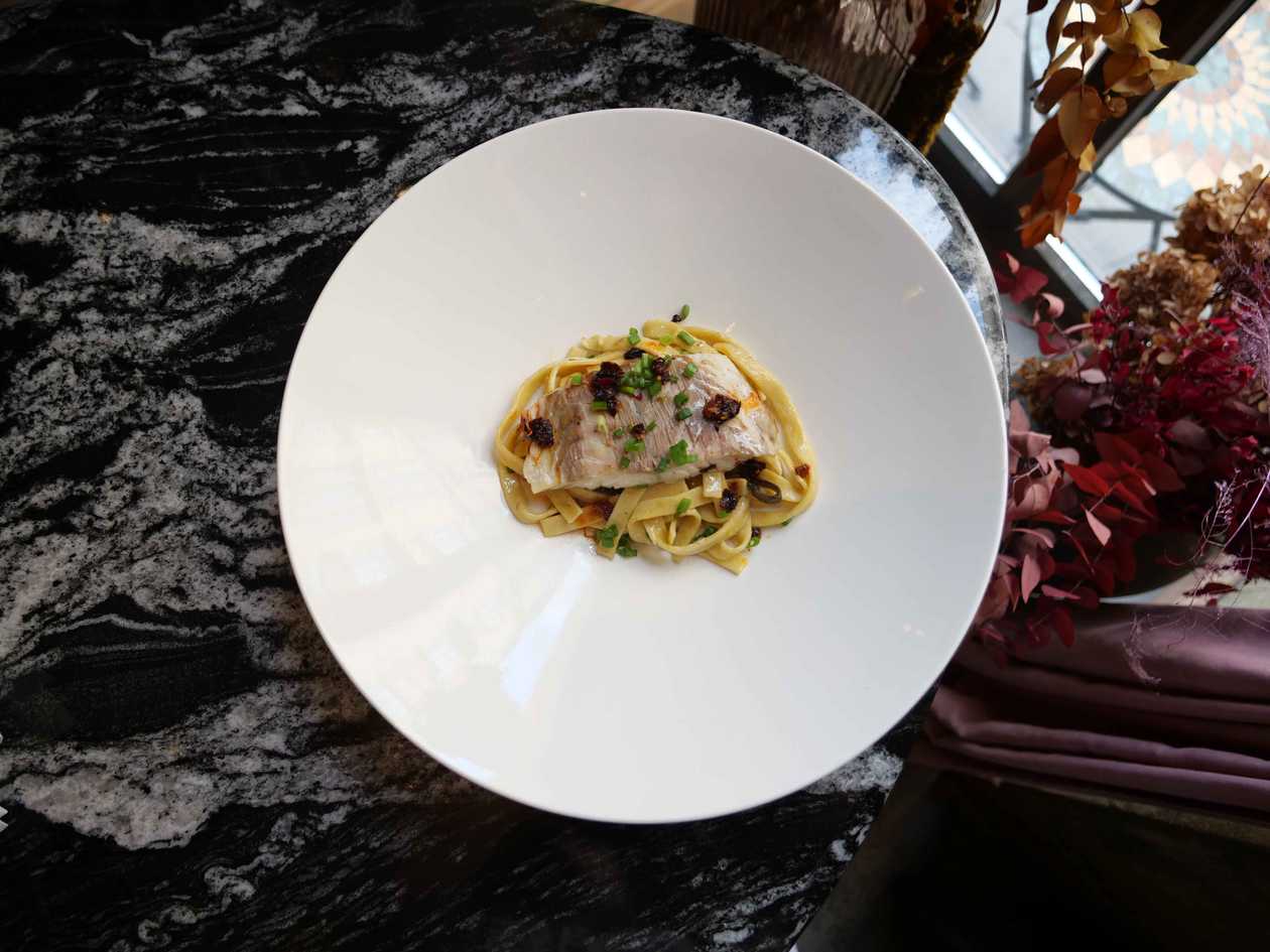 Fettuccine with cod