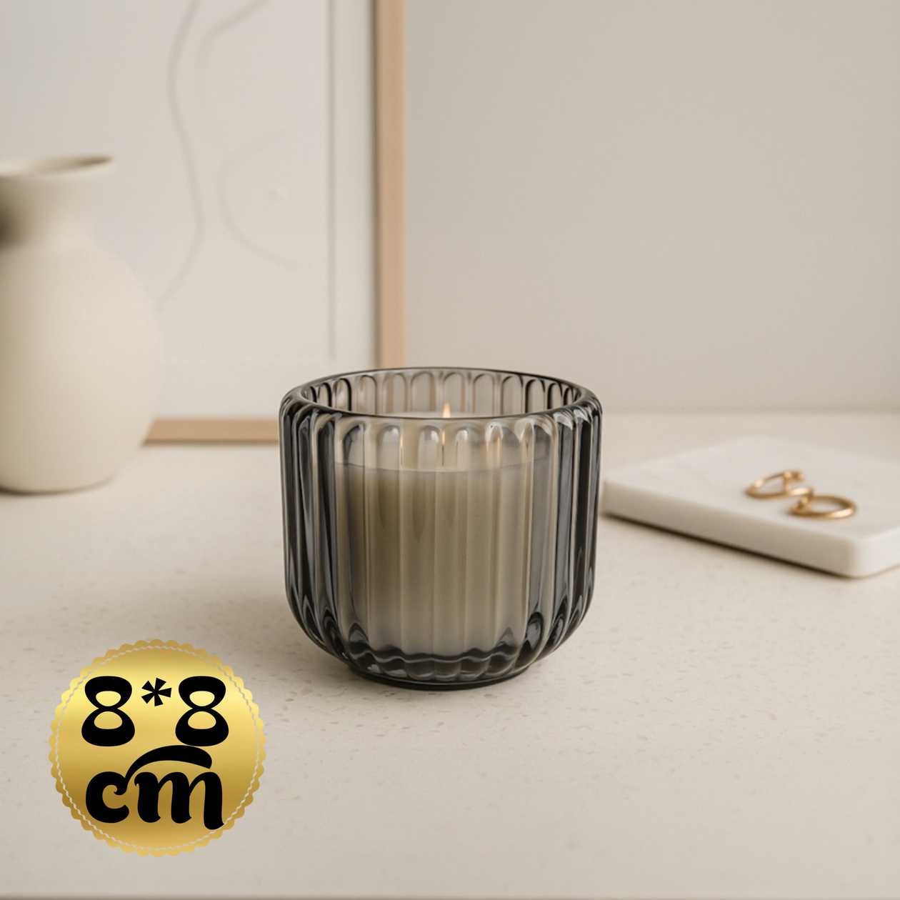 Decorative scented candle (light blue glass)