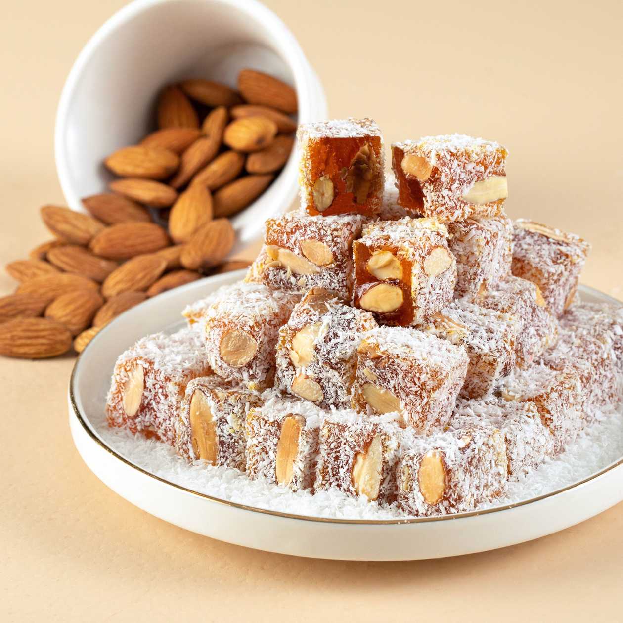 Badamlı Kokoslu Lokum / Traditional Delight with Almonds Coconut
