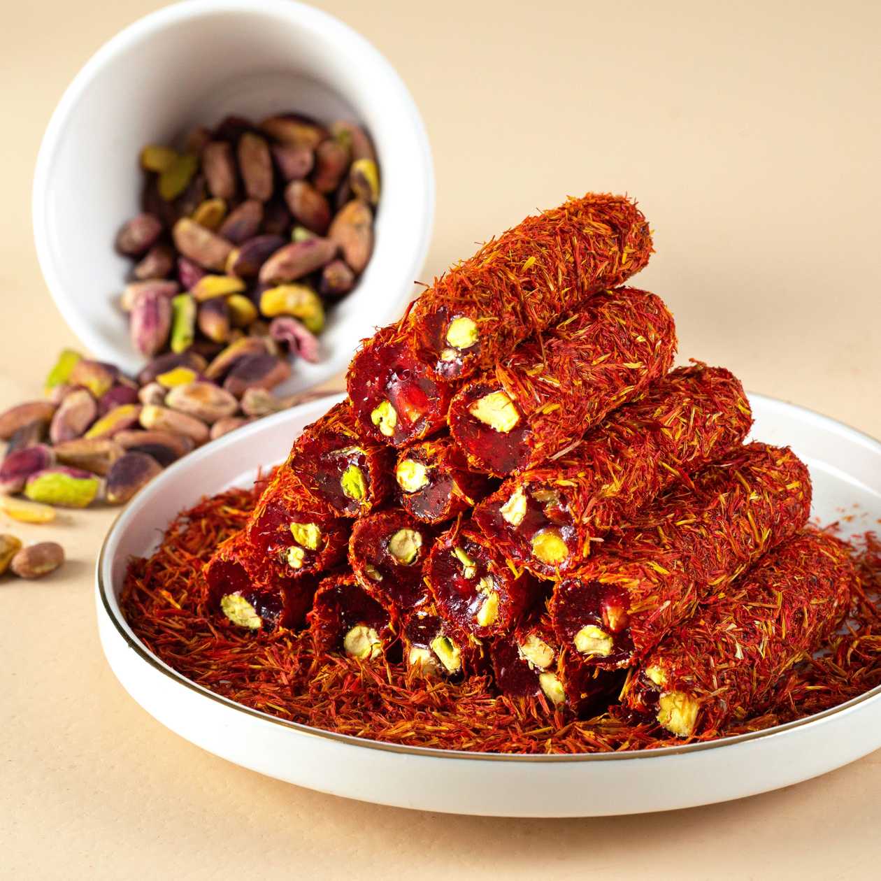 Antep Fıstıqlı Zəfəranlı Fitil Lokum / Wick Traditional Delight with Pistachio