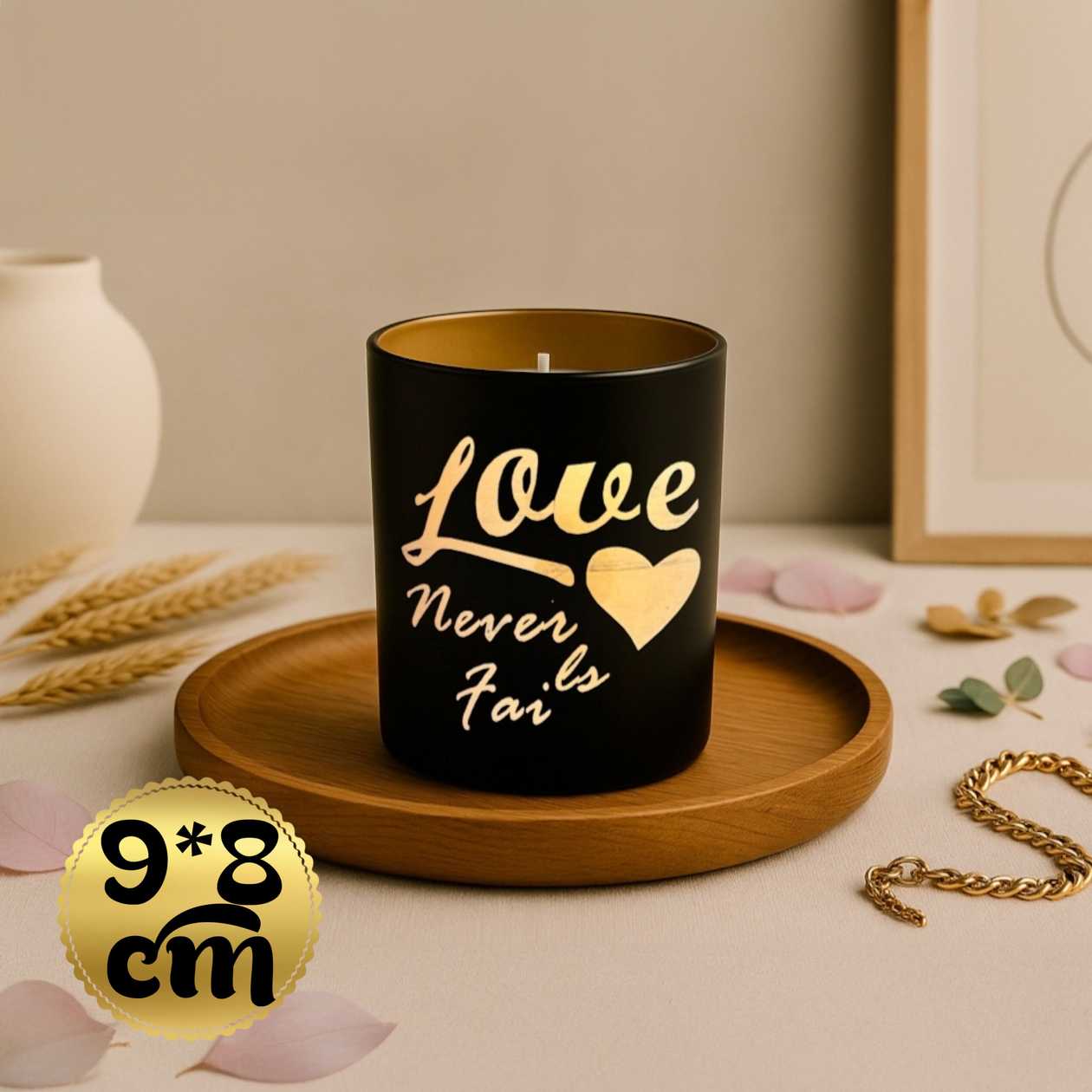 Decorative scented candle "Love never Fails"