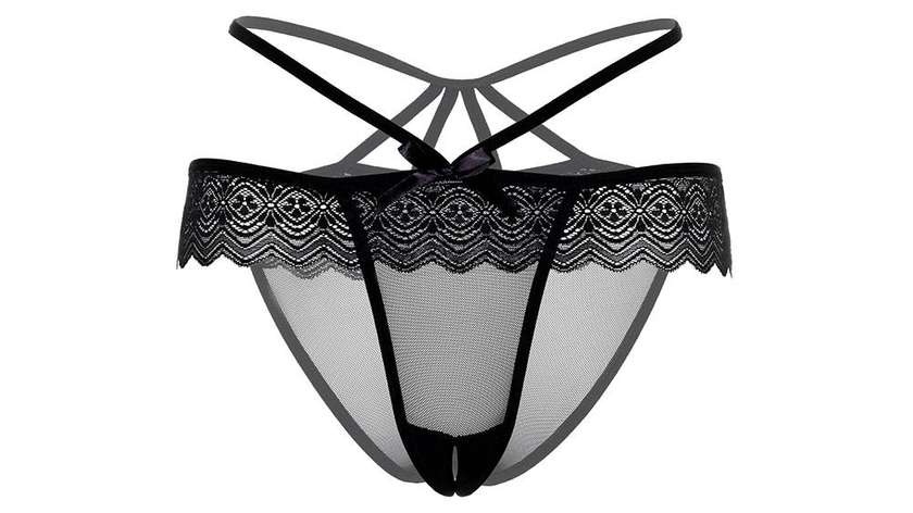 Taylor Crotchless Panty Black, L/XL