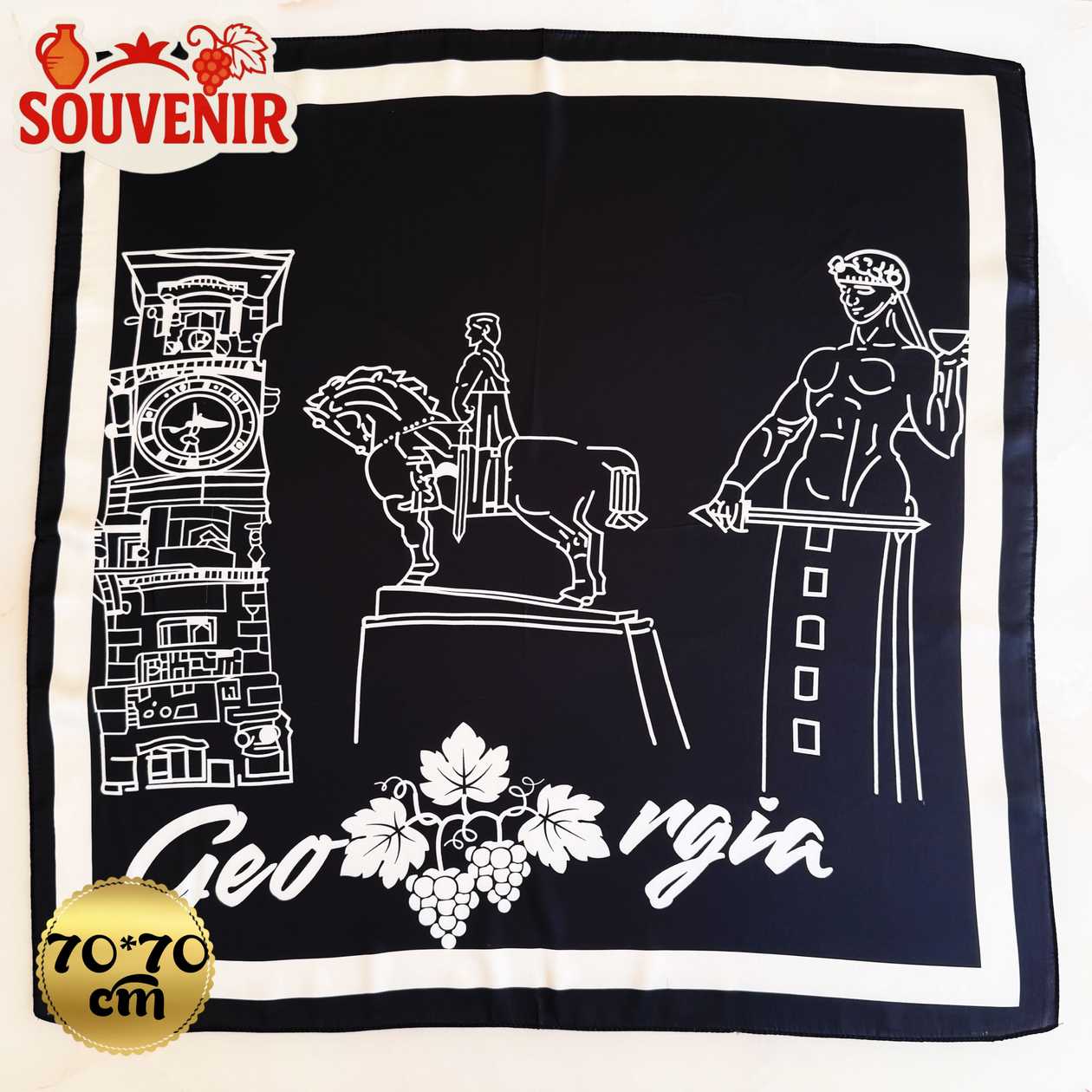 Chiffon scarf Georgia Tbilisi black souvenir present