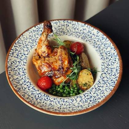 Chicken Tabaka with New Potatoes
