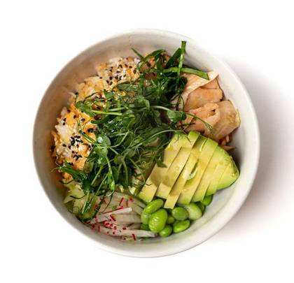 Bowl with Fried Salmon