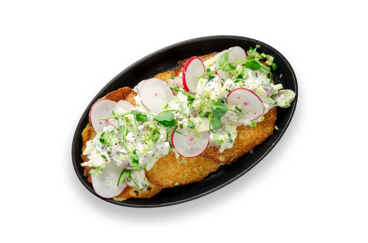 Potato pancakes with herring spread