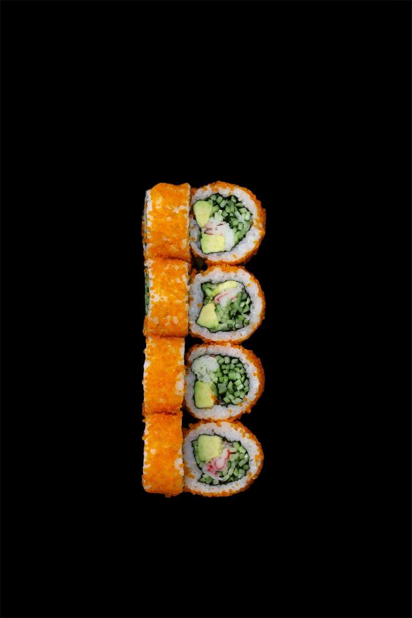 California roll with snow crab and caviar
