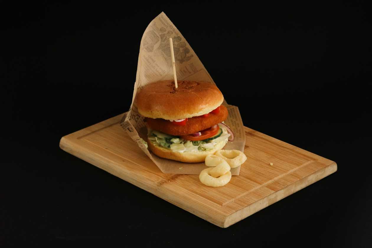 Vegetarian breaded cheeseburger
