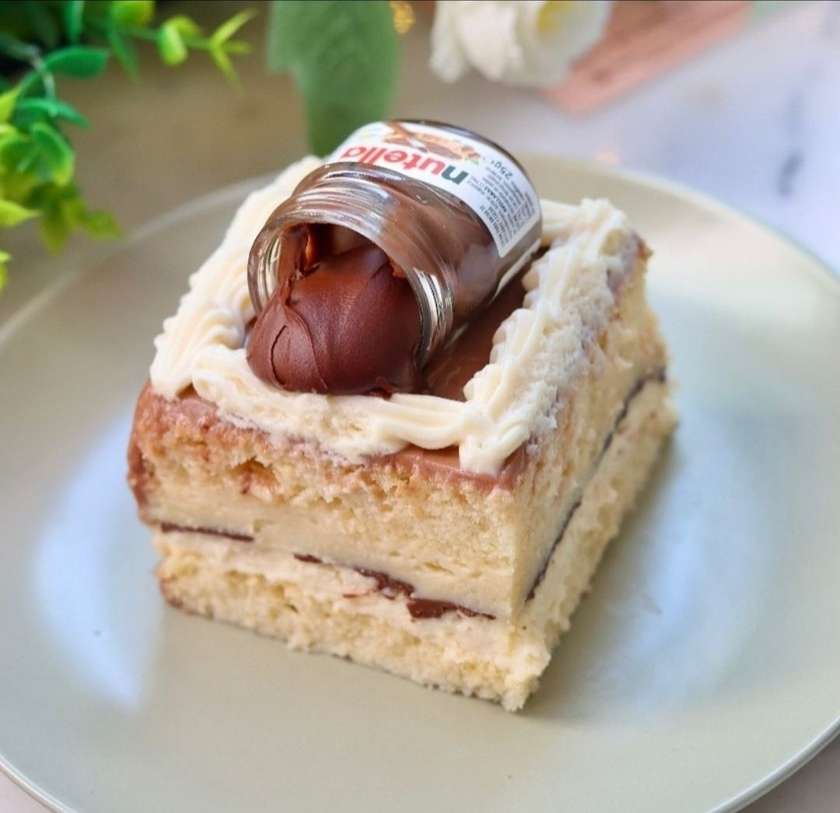 Slice of Nest Cake with Nutella