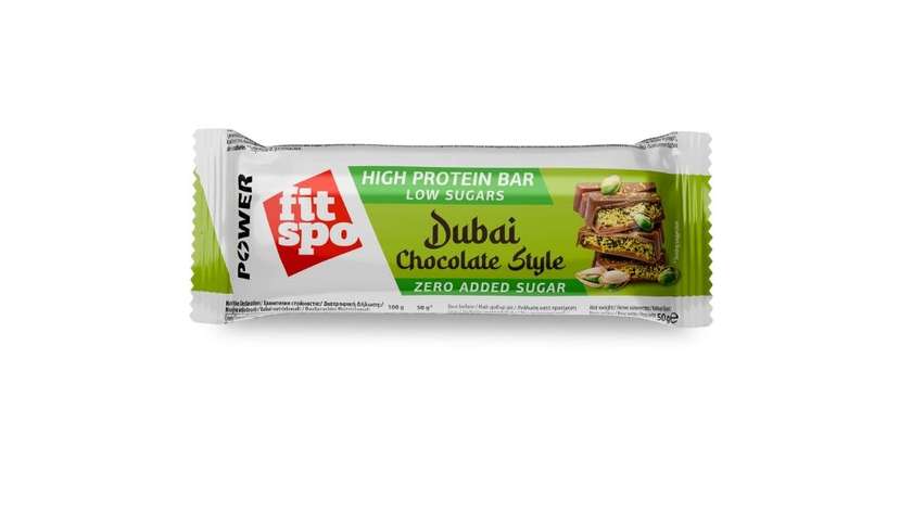 Protein bar FitSpo Power 30% protein, Dubai Chocolate Style