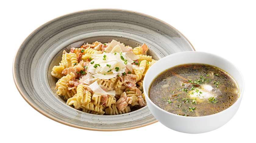 Carbonara Pasta + Soup of the Day