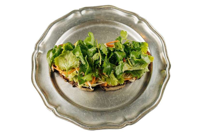 Avocado toast with Thai herbs