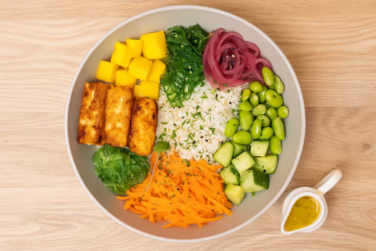 Crispy Halloumi Poke