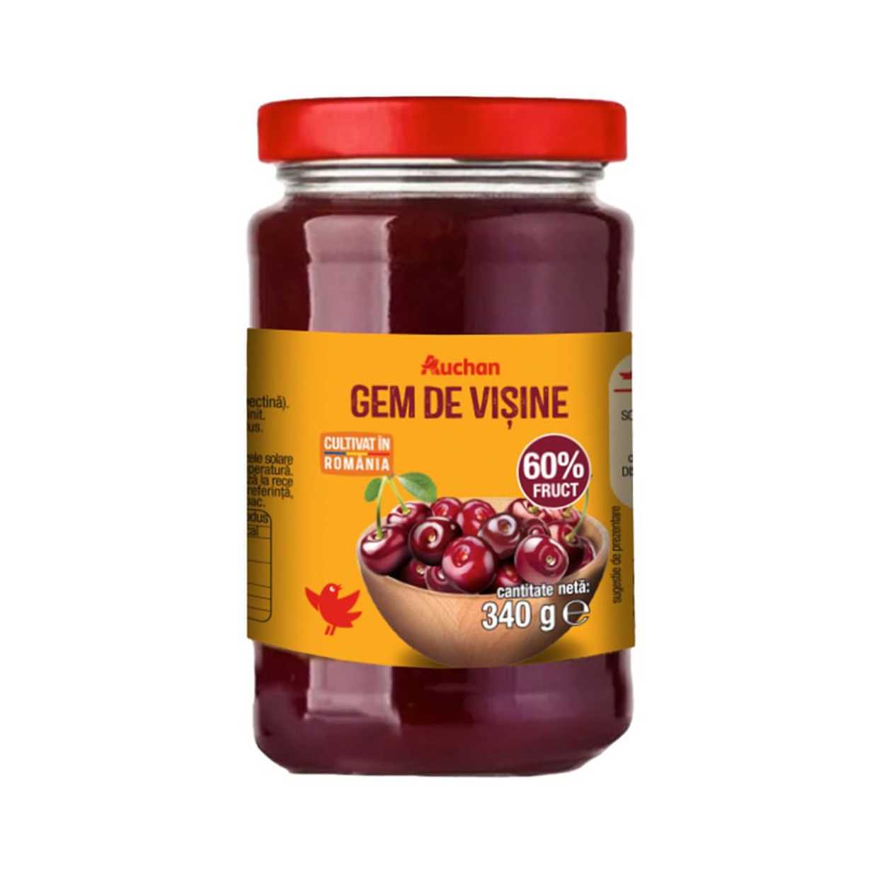 Gem de visine Auchan, 60% fructe, 340 g