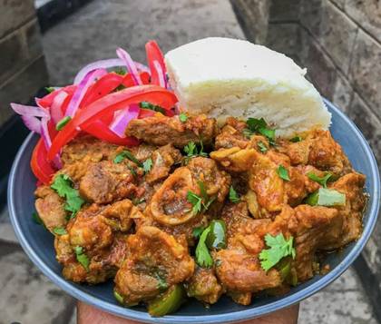 Mbuzi with Ugali Wet