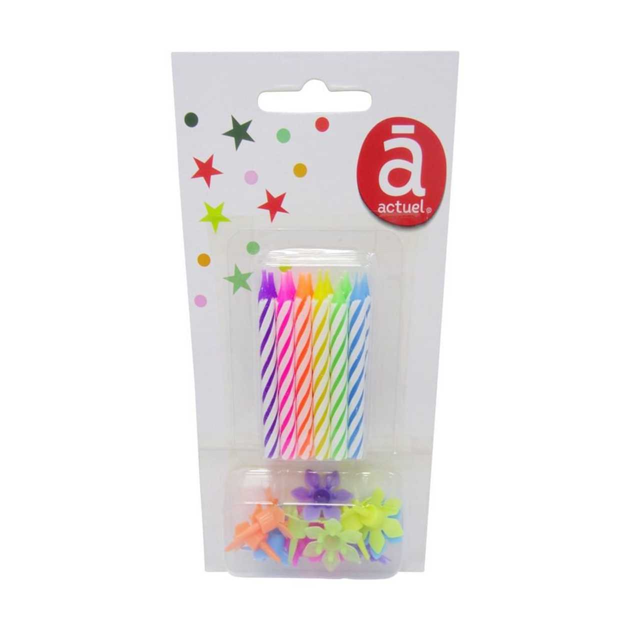 Set 12 lumanari pentru tort Actuel, 5 cm, multicolor