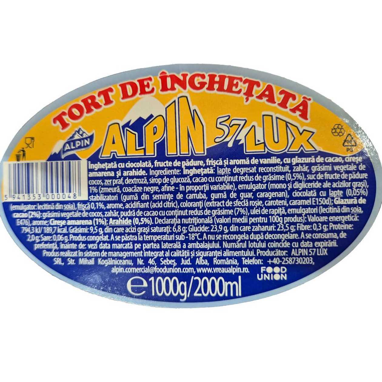 Tort de inghetata Alpin, 2 l